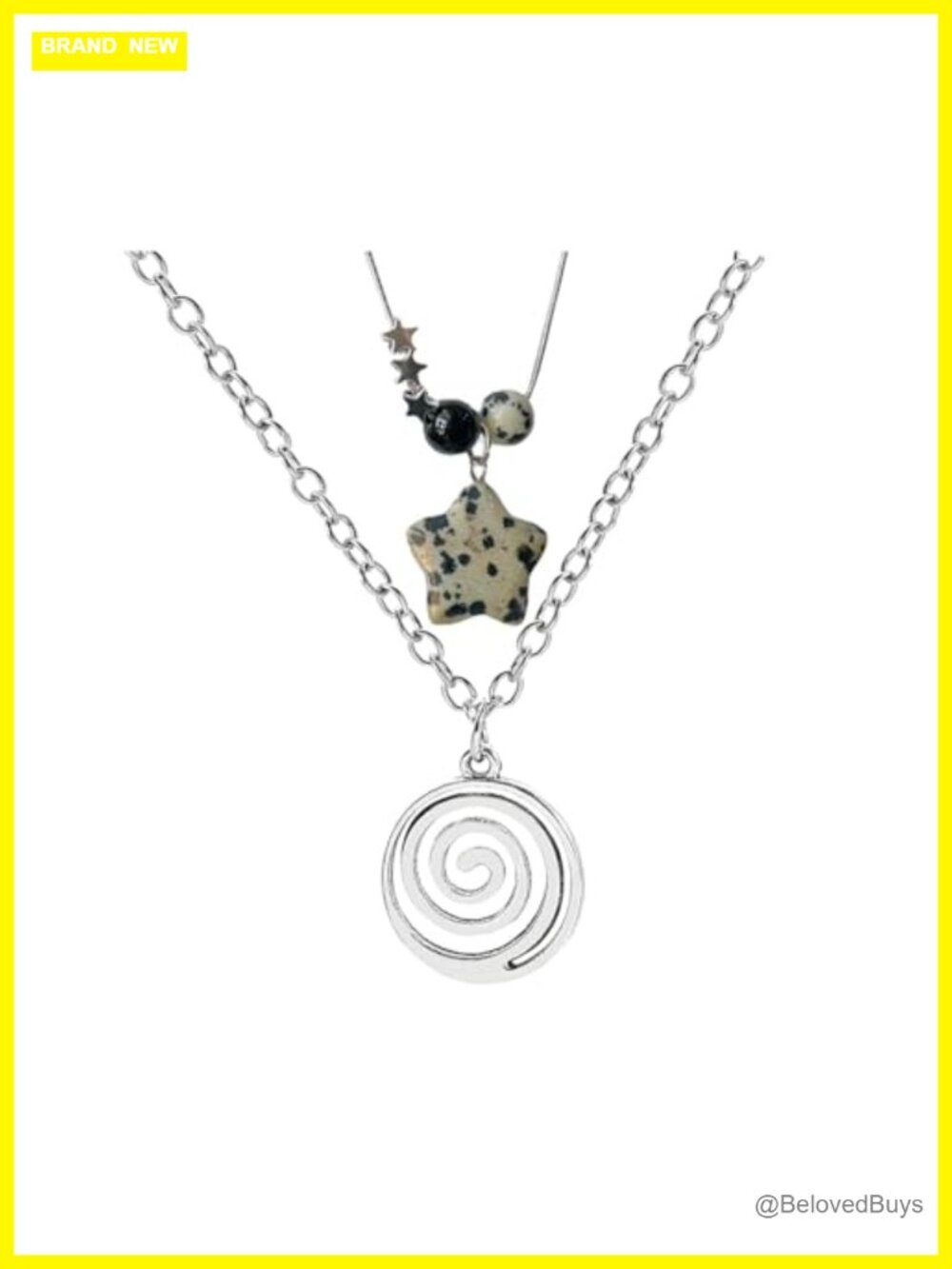 2Pc Stainless Steel Star Swirl Necklace Set Y2K Jewelry